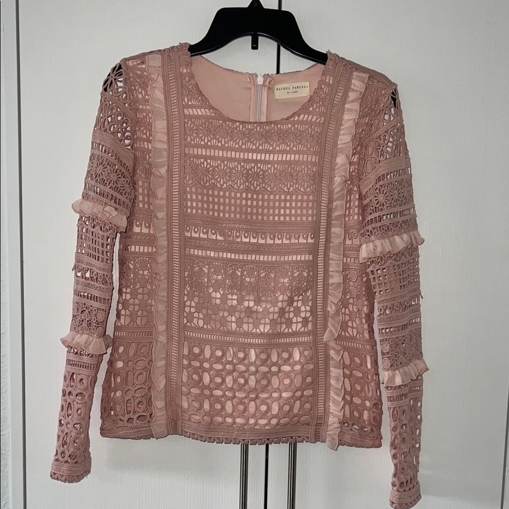 Rachel Parcell Blush Lace Blouse